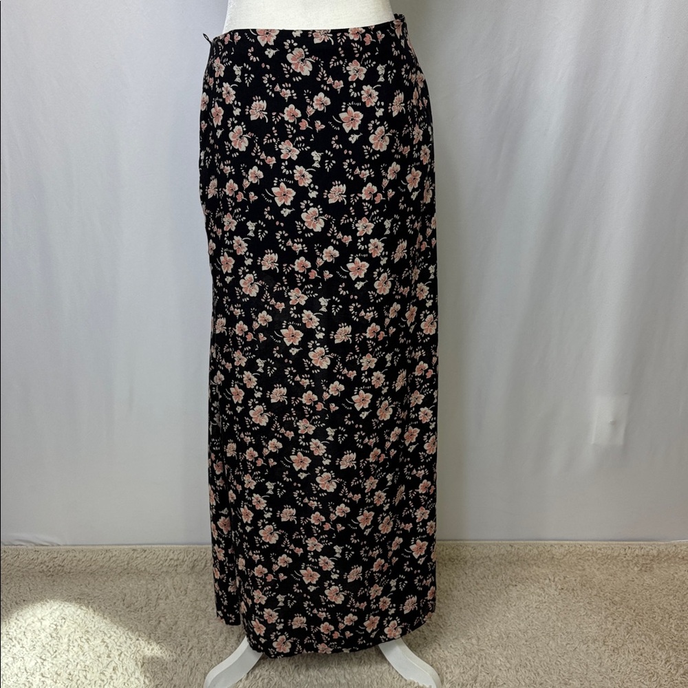 Free People Bijou Floral Midi Skirt Set Size 4 Black Pink‎ NWOT - Picture 6 of 13